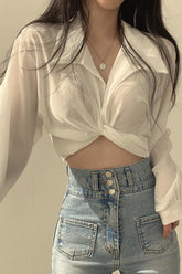 Blusas cortas sexys de manga larga